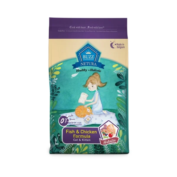 Buzz Netura Fish & Chicken Cat & Kitten Holistic บัซซ์ อาหารลูกแมวโฮลิสติก สูตรปลาและไก่